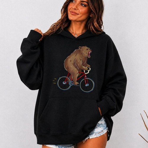 Bear riding bicycle cute biker - bicycle,