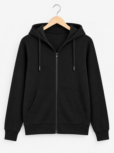 Women black zip hoodie - black, up